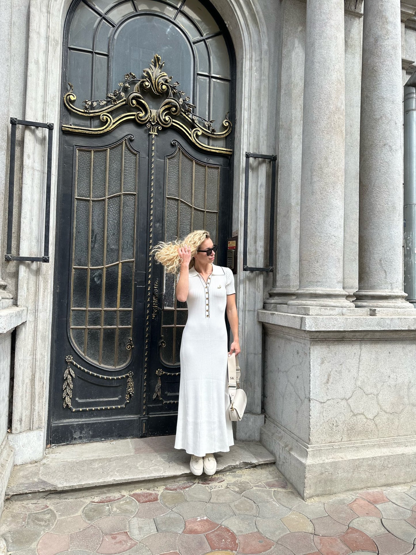 Robe Maxi Tricot Blanc Élégante®